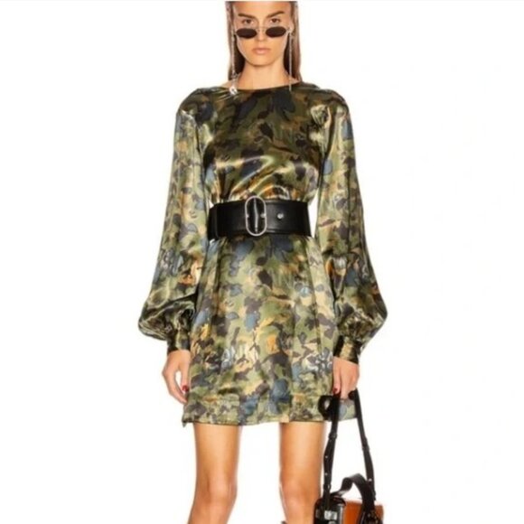 NWT Ganni Heavy Satin Kalamata Floral Dress, Sz - 38 (US6) - Picture 1 of 10